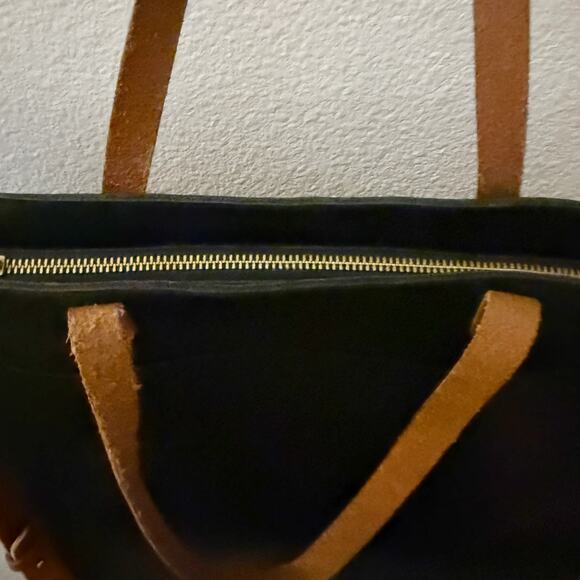 MADEWELL | Zip Top Medium Transport Tote Black Brown Leather Shoulder Crossbody - Picture 7 of 10